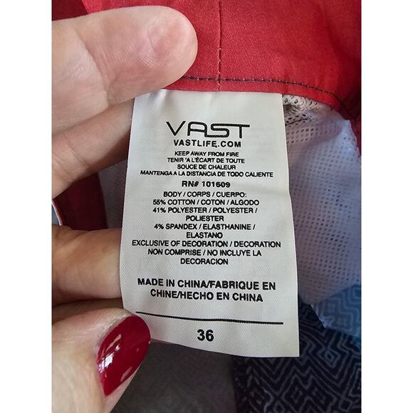 NWT Vast Mens Boardshorts Blue White Pattern Size 36 Swim Surf Waterboarding - Picture 4 of 7